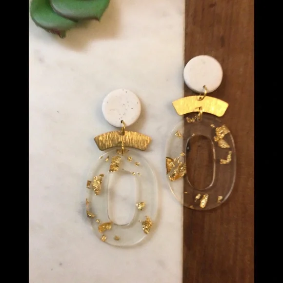 Polymer clay and brass earrings - Picture 1 of 5